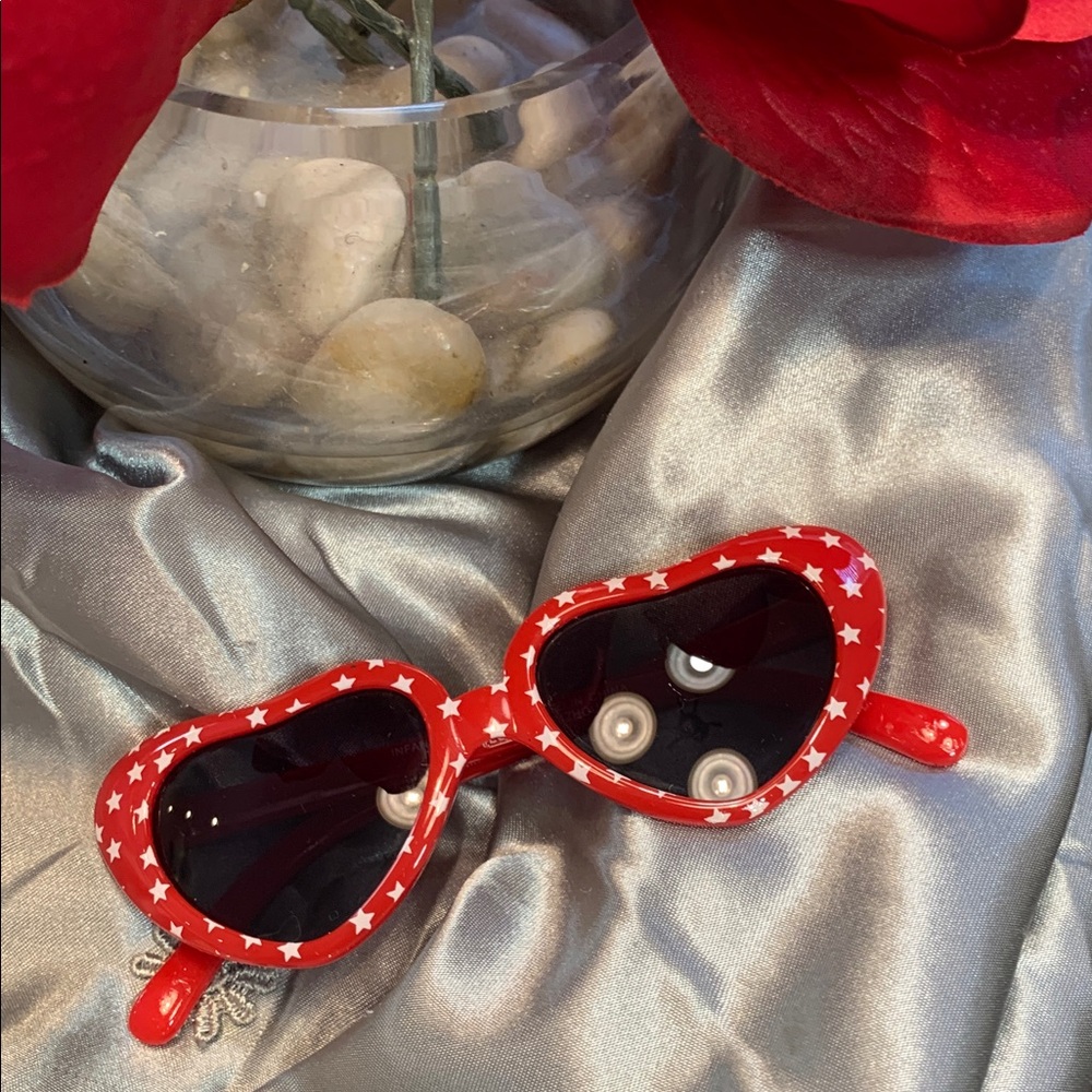 🌹VINTAGE INFANT Rising Star • Red Sunglasses With Stars